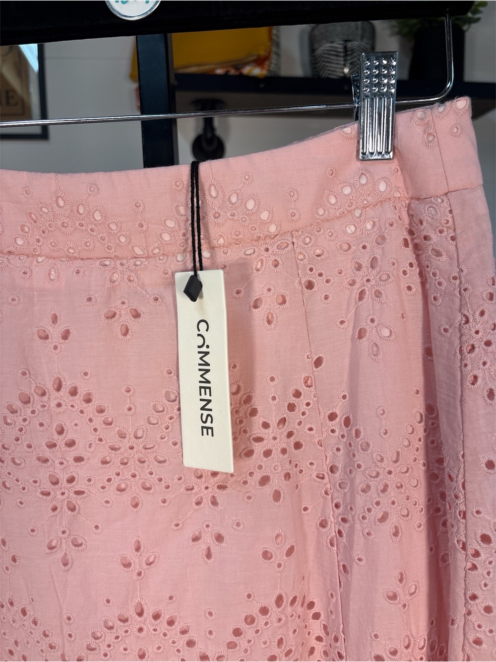 NWT Commense Eyelet Maxi Skirt Baby Pink Cotton Lined Size Small - Picture 3 of 4